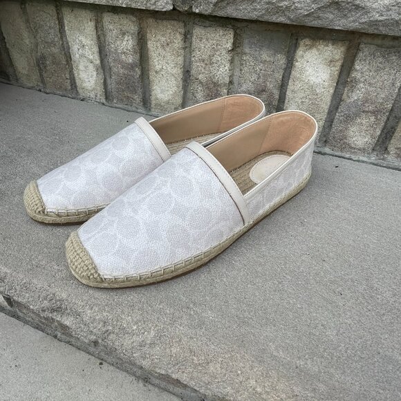 COACH COLLINS Coated Canvas Espadrille 9.5 Women's Slip On Shoe White Monogram - Picture 4 of 14